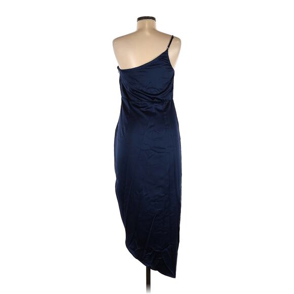 Lulu's Law of Attraction Navy Blue One-Shoulder Asymmetrical Midi Dress XS - Picture 5 of 9